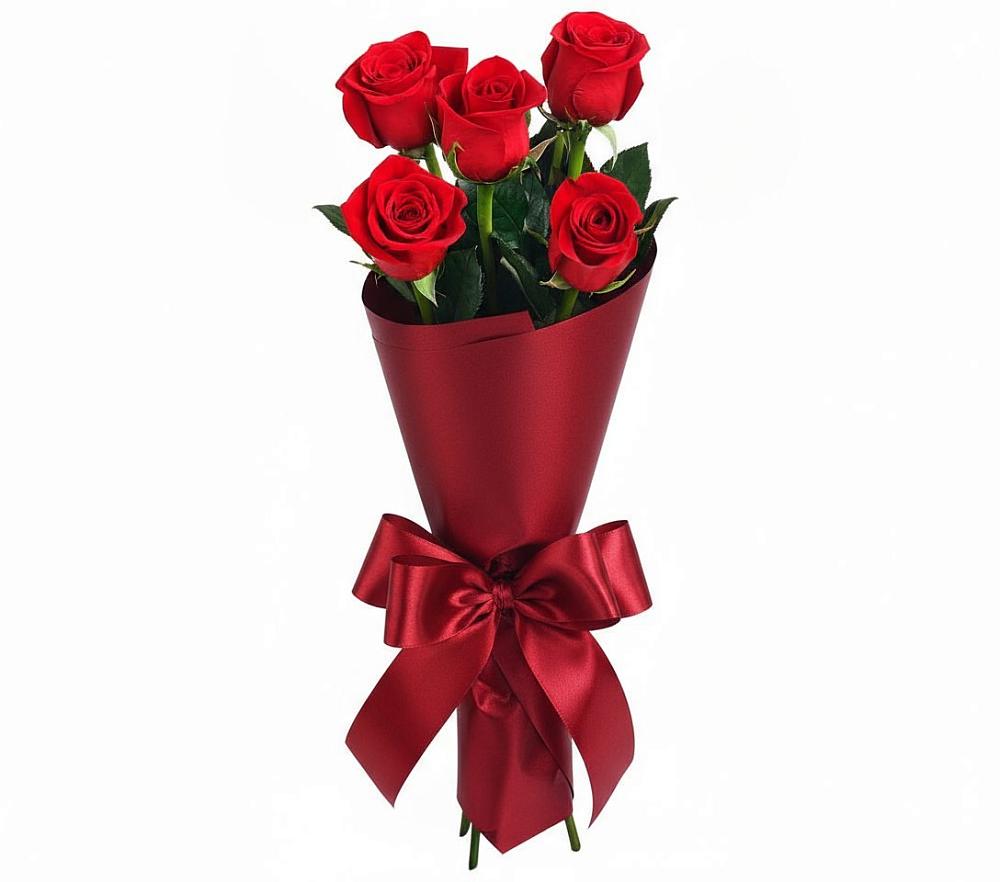 Букет 5 Красных роз Эдлесс Лав в Волжанце