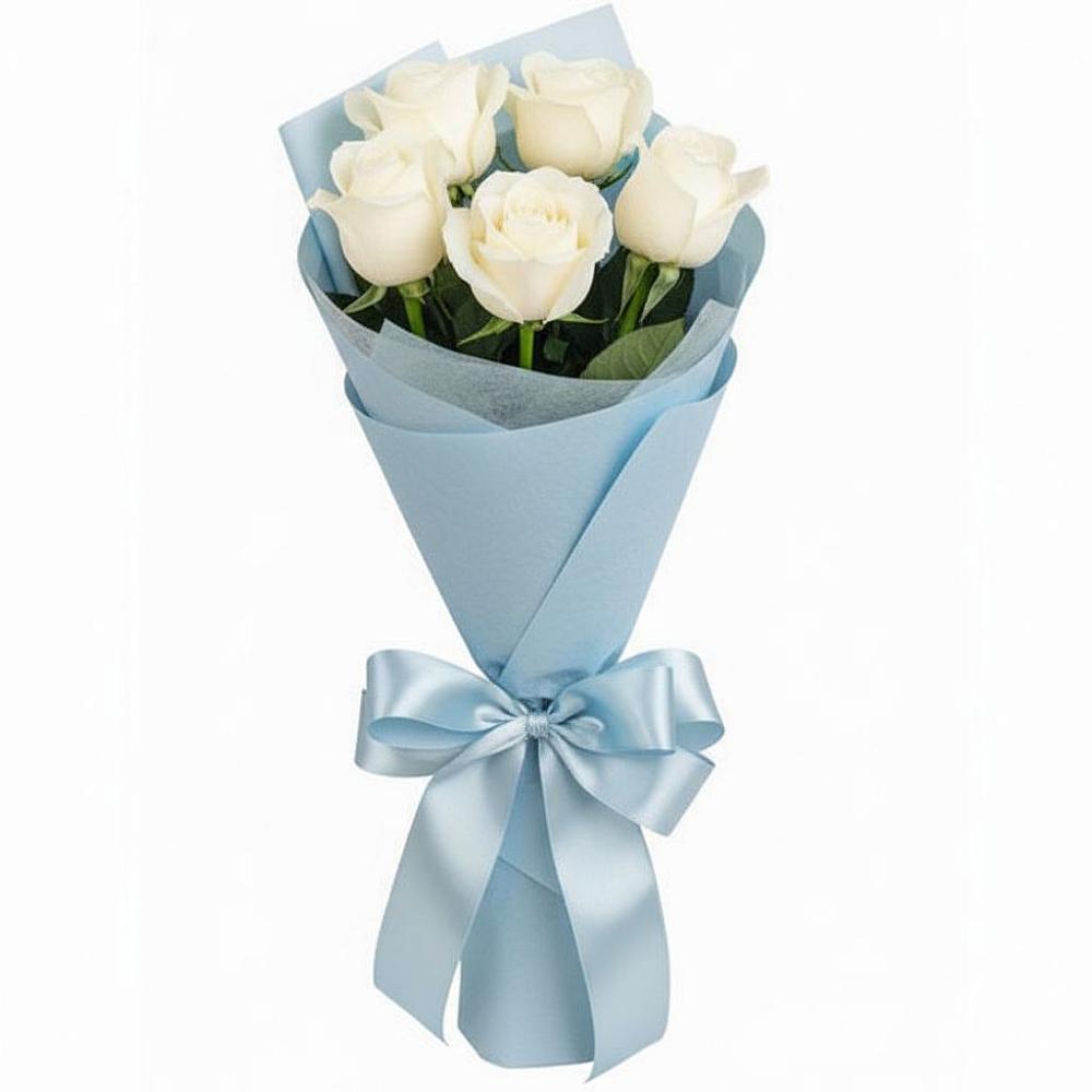 Букет 5 Белых роз Проуд в Волжанце