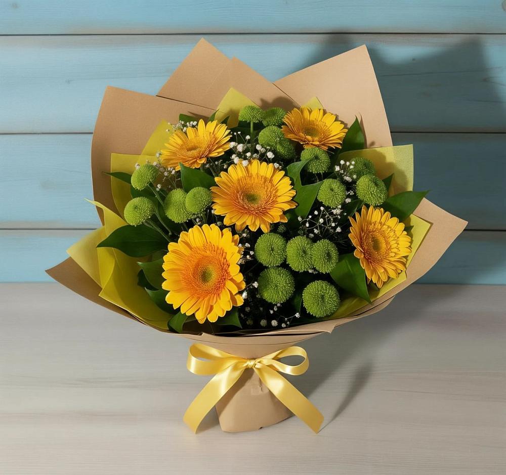 Букет цветов из: Герберы и Хризантемы в Волжанце