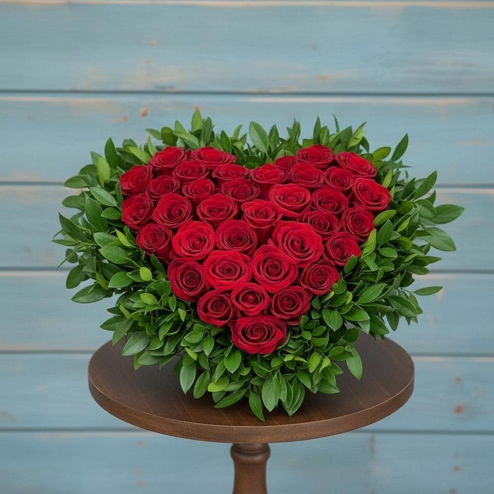 Цветочная композиция из Розы в виде сердца в Волжанце