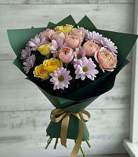Букет цветов из:  Хризантемы и Розы в Волжанце