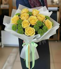 Букет цветов из:  Хризантемы и Розы в Волжанце