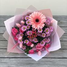 Букет цветов из:  Розы, Герберы и Хризантемы в Волжанце