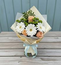 Букет цветов из:  Герберы, Розы и Хризантемы в Волжанце