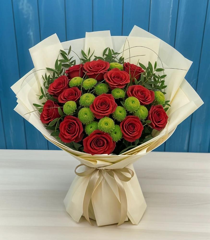 Букет цветов из: Розы и Хризантемы в Волжанце