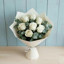 Букет Белые розы в Эвкалипте #REPLACE_PRED# Волжанце
