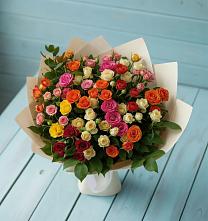Букет Микс из разноцветных кустовых роз #REPLACE_PRED# Волжанце